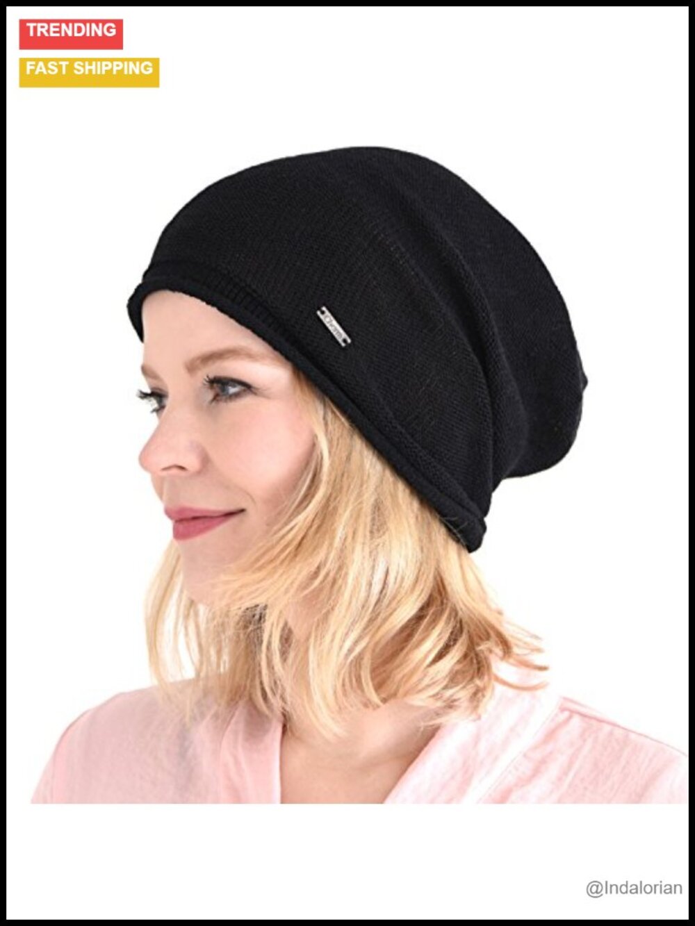 100% Silk Slouchy Beanie Hat for Women Men All-Season